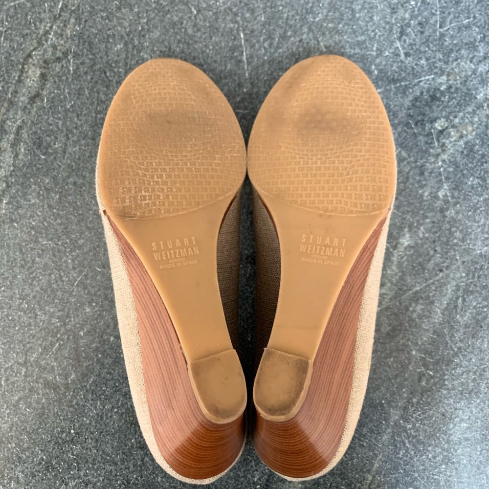 Stuart Weitzman Peep Toe Canvas Wedge - image 6